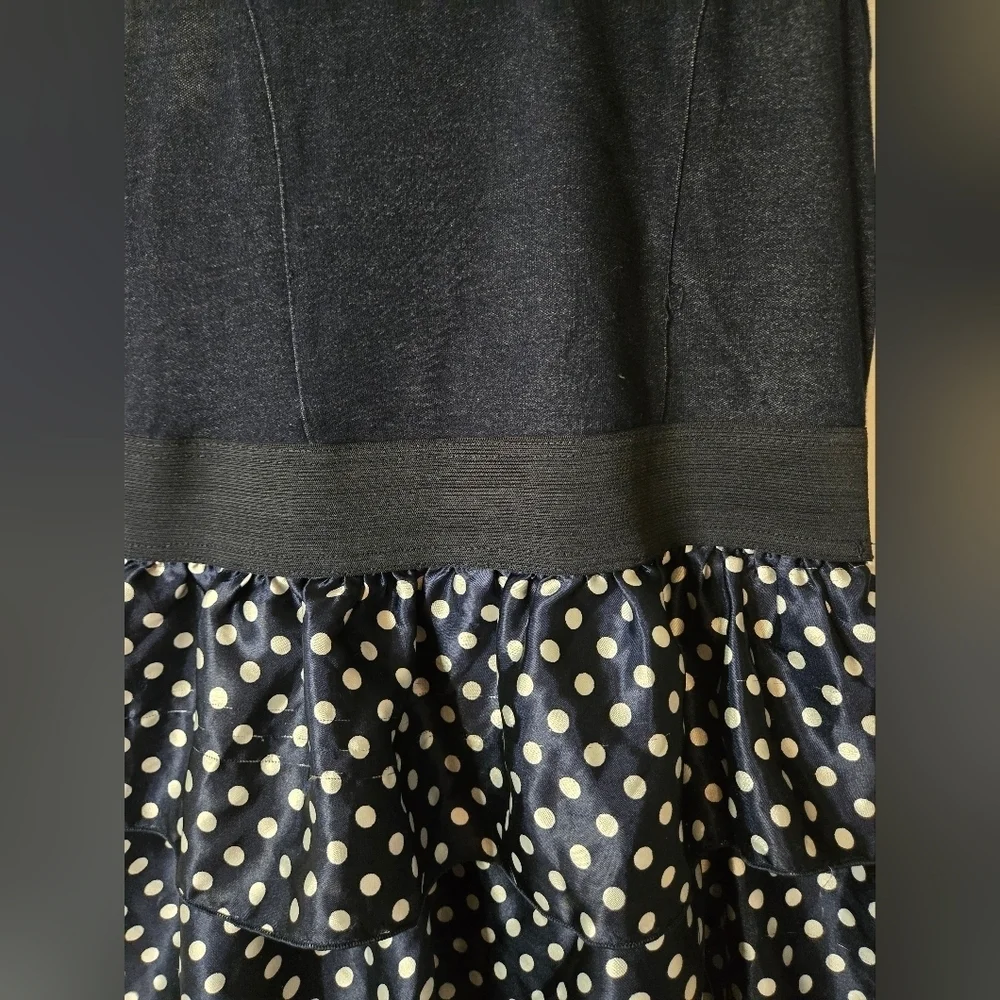 Vintage Beverly Hills Princess Girls Tank Dress – Navy Blue with Polka Dot Skirt